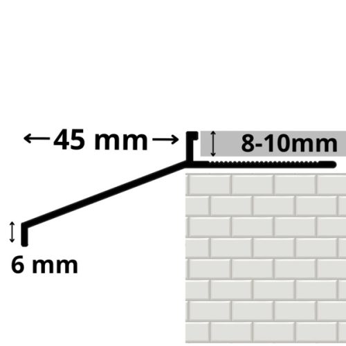 G.Vízvetős teraszprofil eloxált ezüst perforált lyukacsos 8mm/45mm 2,5m
