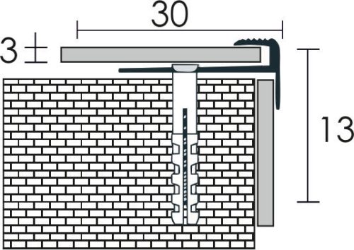 Profilplast Lépcsőélvédő "F" Lefúrható Ezüst  3mm/2.5m 45213-2502